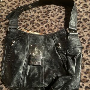GUESS Black Shoulder Bag with Silver Accents